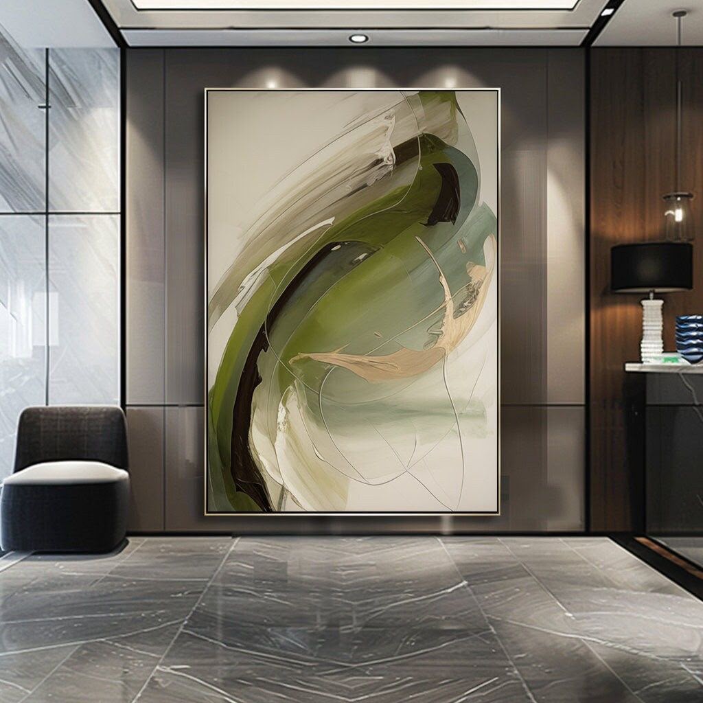 Original abstract artwork in a bright interior
